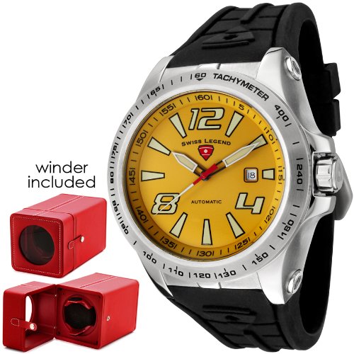 Swiss Legend Men's 80040A-07 Sprint Racer Collection Automatic Rubber Watch with Winder