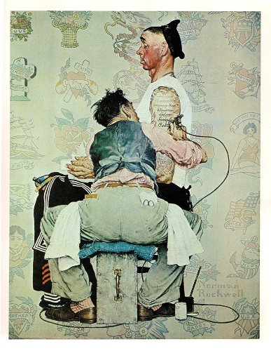 Norman Rockwell The Tattooist 1944 Art Print - 8 in x 10 in - Unmatted, Unframed