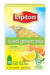 Lipton Green Tea Iced Tea Mix To Go, Citrus, 10-Count Boxes (Pack of 12)