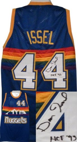 Dan Issel signed Denver Nuggets Blue Rainbow Prostyle Jersey HOF 93