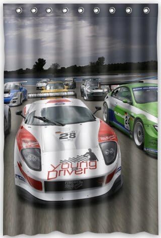 48"(w) x 72"(h) car racing supercars Pattern Bathroom Shower Curtain Shower Rings Included, 100% Polyester