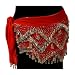 Hip Scarf, Silver Beads & Coins, Red
