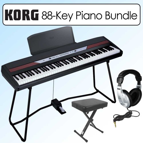 Korg SP250 Portable 88 Key Digital Piano With Keyboard Stand Bundle & Bench; Headphones; product image