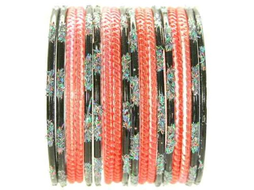 Click here to buy Beachcombers! Ethnic Glass Indian Wedding Bridal Bollywood Bangles Belly Dance Bracelets Set Peach....