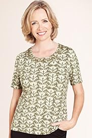 Classic Collection Beaded Neckline Safari Print Top