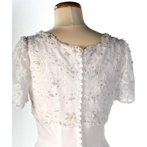 White Cap Sleeve Satin Wedding Gown