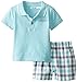 Calvin Klein Baby-Boys Infant Blue Polo Top with Plaid Shorts