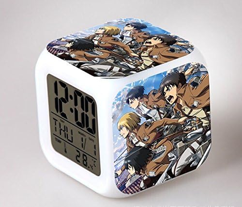 Tech Discovery Anime Attack On Titan Glowing LED 7 Colors Change Digital Alarm Clock Thermometer (E)