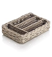 White Wash Rattan Tray