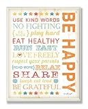 The Kids Room Rectangle Wall Decor, Be Happy Kids Typography Rules by The Kids Room by Stupell [並行輸入