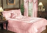 7PC PINK KING TULIP PATCHWORK BEDDING COMFORTER SET