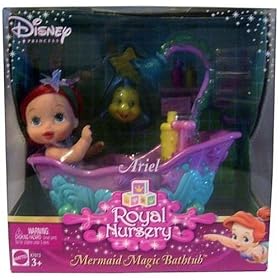 Click here to buy Disney Princess Royal Nursery Little Mermaid Ariel Doll with Magic Bathtub by Disney.
