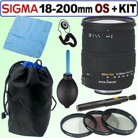 Sigma AF 18-200mm f/3.5-6.3 DC OS (Optical Stabilizer) Zoom Lens for "Nikon" Digital SLR Cameras + Deluxe Accessory Kit