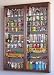 XL Shot Glass Display Case Rack Holder Cabinet w/ Mirror Backed and 11 Glass Shelves -Walnut