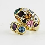 Multicolored Gem Gold Plated Sterling Silver Ring Size 8