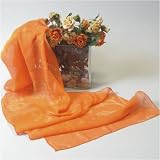Silk Fashion Scarf Shawl by TexereSilk, Hand Painted 100% Silk Chiffon Scarves for Women -- Tangerine Sophisticate