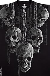 Fantasy Hanging Out Chains Black Adult Skulls Skull T-shirt Tee Shirt
