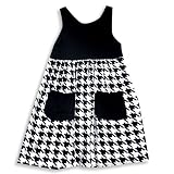 Flowers by Zoe - Toddler Girls Sleeveless Houndstooth Dress, Black, White