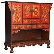 Handmade Asian Furniture - 32" Antique Style Oriental Wooden Storage Display Cabinet Gold Detail