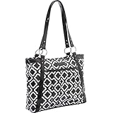 Kailo Chic Women's Pleated Laptop Tote (Black and White Moroccan)