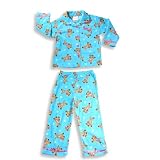 Dream Apparel - Girls Long Sleeve Reindeer Pajamas, Aqua
