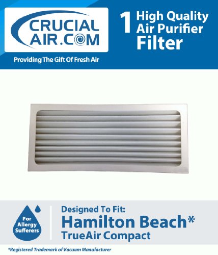 Hamilton Beach Air Purifier Filter Fits True Air® Air Purifier 04383, True Air® Glow Allergen Reducer 04385, TrueAir® Compact Pet Air Purifier 04384; Compare To Hamilton Beach Filter Part # 990051000; Designed & Engineered By Crucial Air