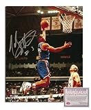 John Starks Autographed/Hand Signed New York Knicks 8x10 Photograph Dunking Blue Jersey