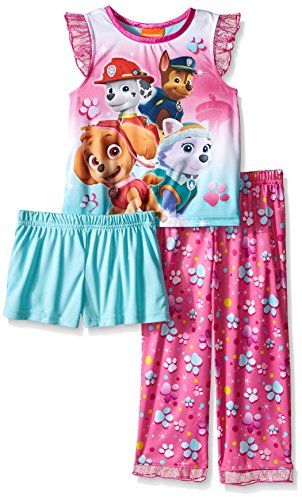Paw Patrol Little Girls' Rescue Crew All Paws On Deck 3-Piece Pajama Set Pink 4