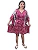 Kaftan Dress pink Elephant printed Short Coverup Summer Caftan Tunic for Womens