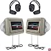 Power Acoustik HDVD-9BG 8.8-Inch Pre-Loaded Universal Headrest Monitors with Twin DVD Combo and Headphones (Beige)