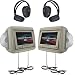 Power Acoustik HDVD-9BG 8.8-Inch Pre-Loaded Universal Headrest Monitors with Twin DVD Combo and Headphones (Beige)