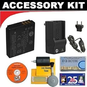 Deluxe DB ROTH Accessory Kit With Spare CGA-S008 Battery + Charger For The Canon Powershot SD940 IS Digital Camera