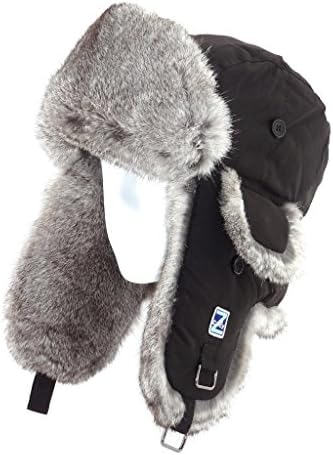 Cozy Z Kids Winter Taslon Rabbit Fur Aviator Hat Size S Color Black/Grey