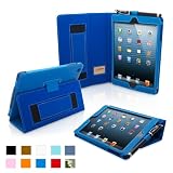 Snugg iPad Mini Leather Case Cover and Flip Stand with Elastic Hand Strap and Premium Nubuck Fibre Interior (Electric Blue) - Automatically Wakes and Puts the iPad Mini to Sleep