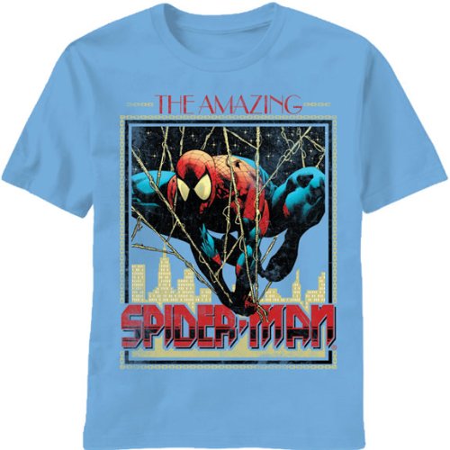 アメイジング・スパイダーマン Hang オン ブルー メンズ Tシャツ