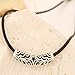 Pretty Show Black Cord Rope Choker Metal Pendant Necklace