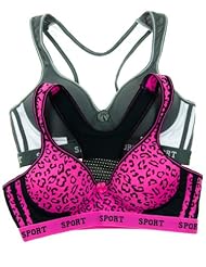 Apparel: Cotton Cantina 2 Pack Soft Sports Bra with Mesh Racerback (Medium, Pink Leopard/Gray)