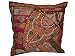 Vintage India Sari Patchwork Brown Maroon Beaded Floor Pillow Sham Cushion Cover 24 Inch
