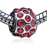 Pugster Pandora Style Bead January Birthstone European Charm Bead Fits Pandora Bracelet