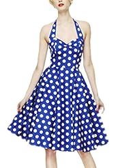 Polka Dot Print Cotton Vintage Halter  Dress