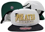 Pittsburgh Pirates White / Black Snapback Adjustable Plastic Snap Back Hat / Cap