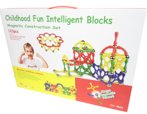 Discount GSI Quality Educational Intelli-Build Series Magnetic Construction Blocks Game, 123 Pieces - For Young Children
