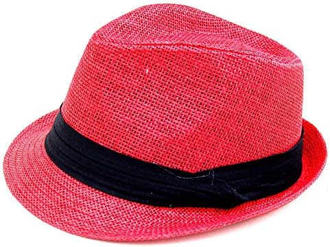 Co. Tweed Classic Cuban Style Fedora Fashion Cap Hat, Red