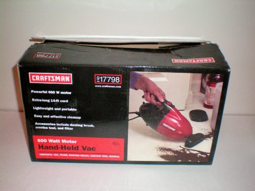 Sears Craftsman 600 Watt Motor Hand-Held Vacuum — Contains Vac, Dusting Brush, Crevice Tool, Manual — New in Box as shown