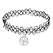 Longil Women Vintage Black Gothic Stretch Elastic Double Line Henna Tattoo Choker Collar Necklace with Tree Pendant Hippy Popular for 80s 90s