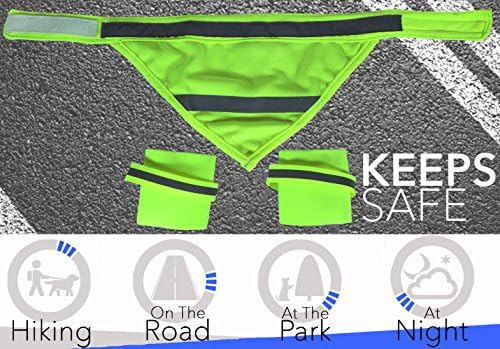 ElitePetGear Reflective Dog Bandana and Leg Wraps (Yellow/Medium)