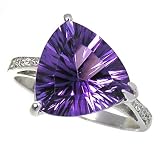 6.0ct Genuine Natural Amethyst Gemstone and Diamond 10k White Gold Ring(Last One)