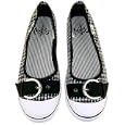 NOTW (Not Of This World) Women's Kelly Knit Blue / Black Ballet Flat Shoes with Buckle