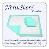 NorthShore Premium Green Super-Absorbent Underpads, Ultra Large Size 36 x 36, Case/60