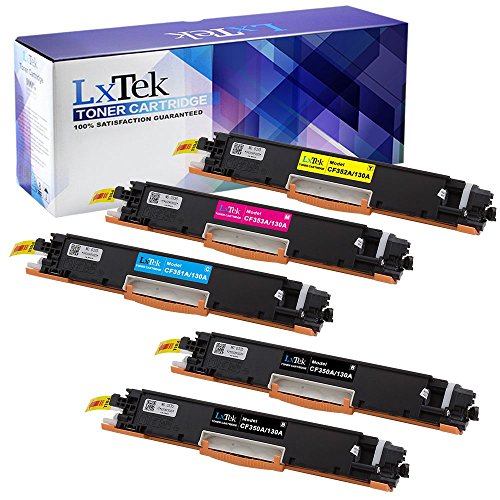 LxTek Compatible Toner Cartridge Replacement Set For HP 130A (2 Black|1 Cyan|1 Magenta|1 Yellow) 5 Pack CF350A CF351A CF353A CF352A For Use With HP Color LaserJet Pro MFP M176N MFP M177FW
